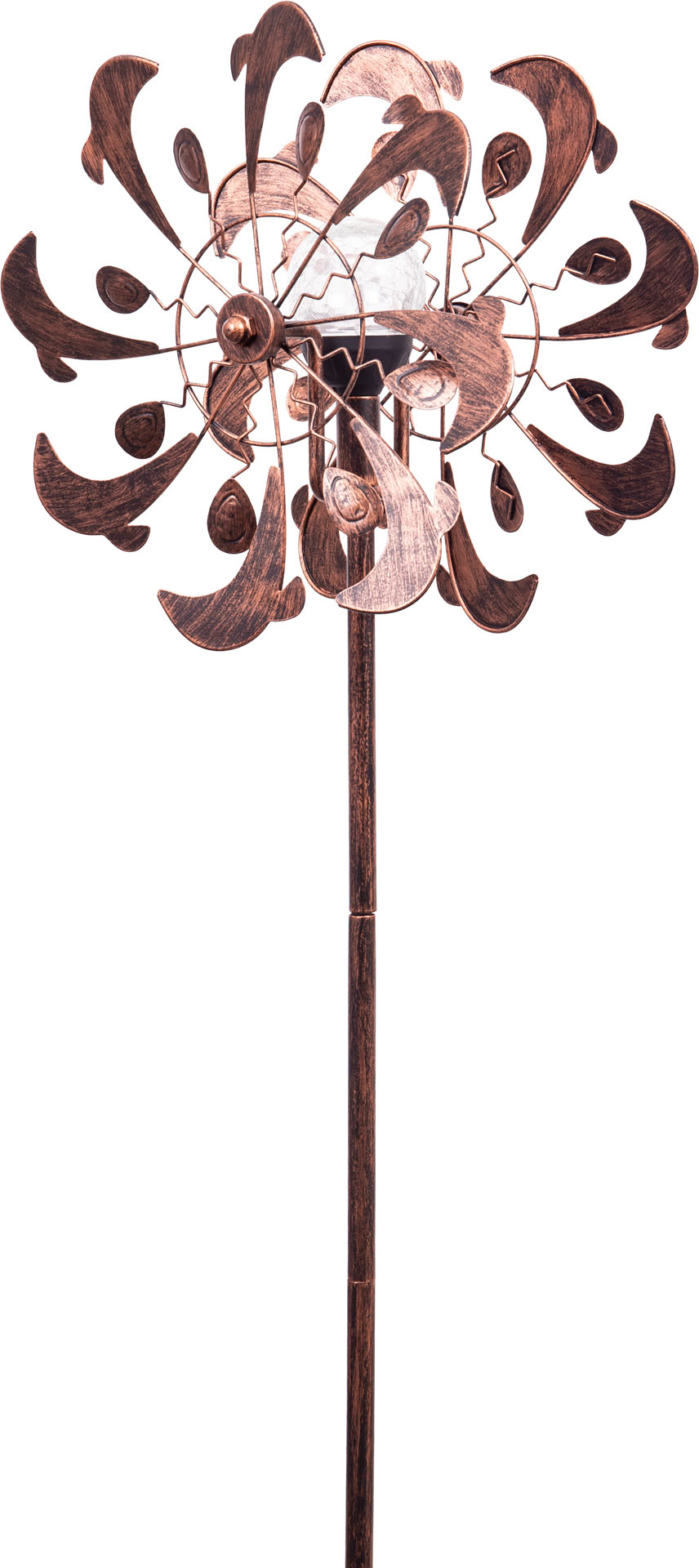 METAL WIND SPINNER: COPPER DOLPHINS DUETT-SOLAR LED