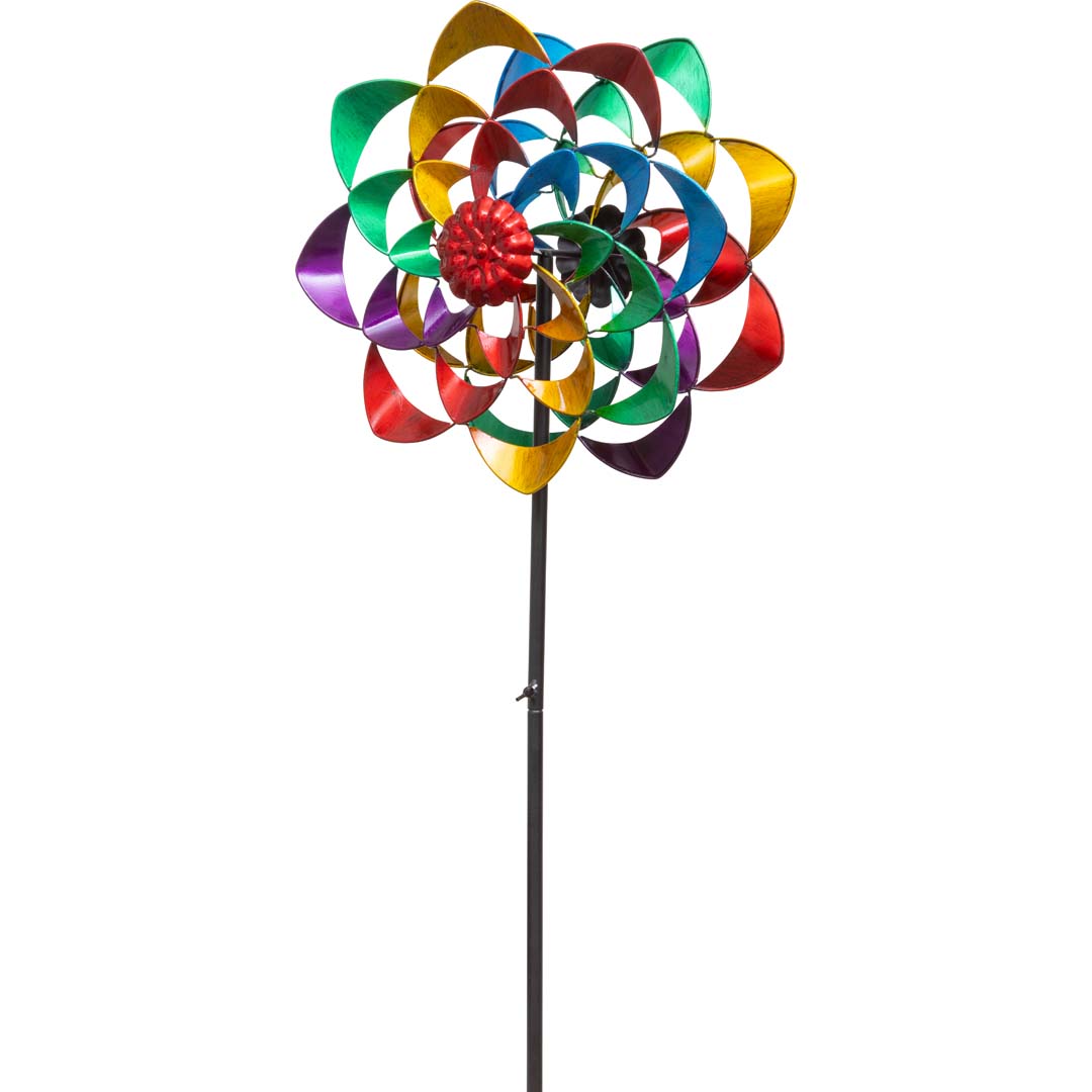 METAL WIND SPINNER: RAINBOW FLOWER DUETT