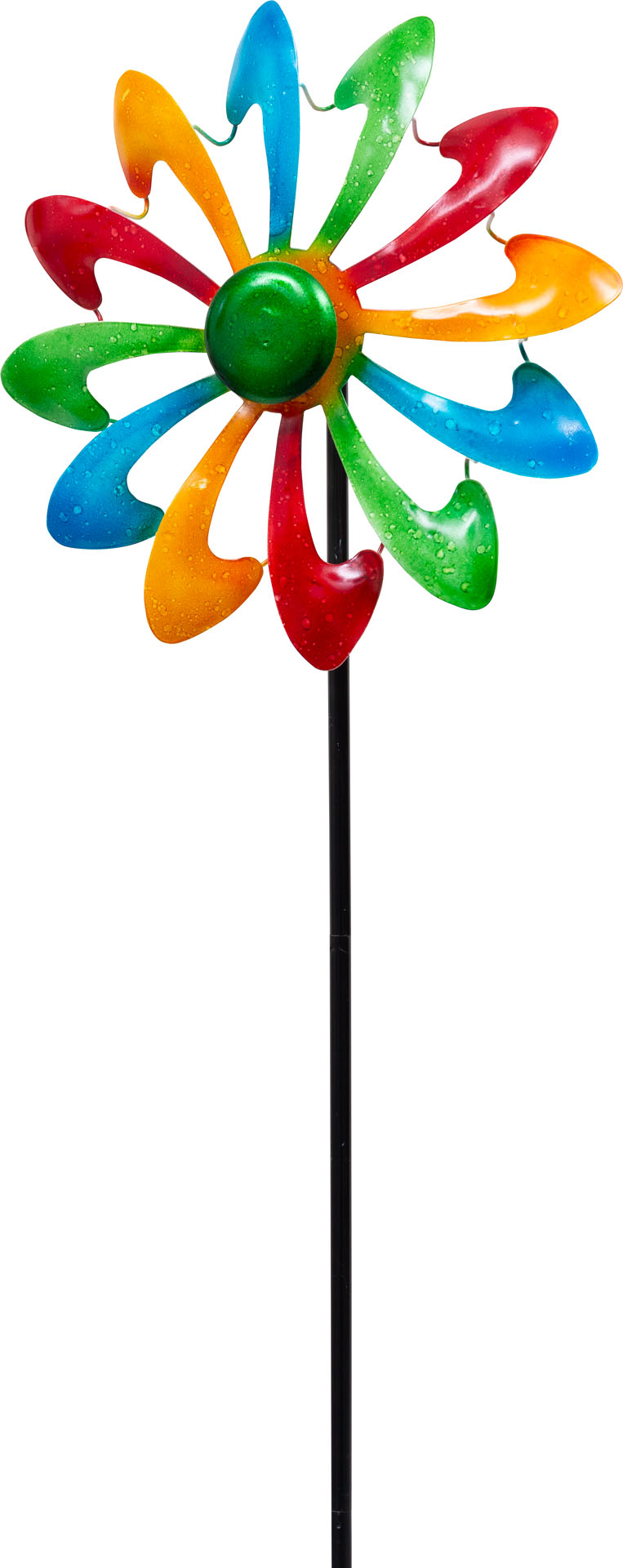 METAL WIND SPINNER: SINGLE WINDMILL - MULTI-COLOR