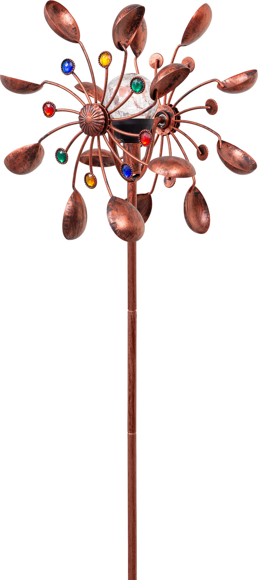 METAL WIND SPINNER: COPPER BUCKET DUETT-SOLAR LED