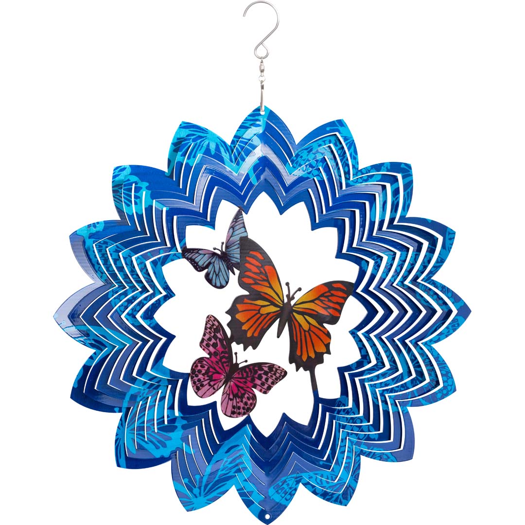 METAL HANGING WIND SPINNER: 3D BUTTERFLIES