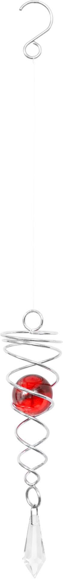 METAL HANGING WIND SPINNER ACCESSORY: CRYSTAL TWIST RED 15cm