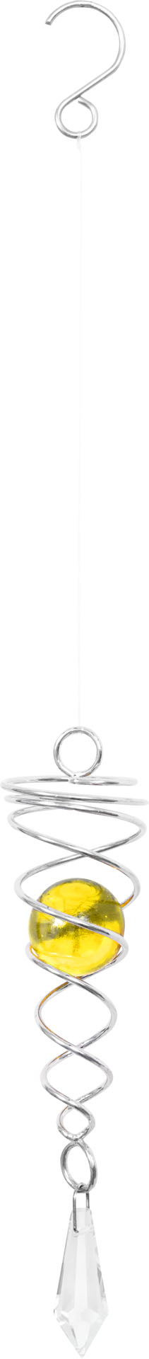 METAL HANGING WIND SPINNER ACCESSORY: CRYSTAL TWIST YELLOW 15cm