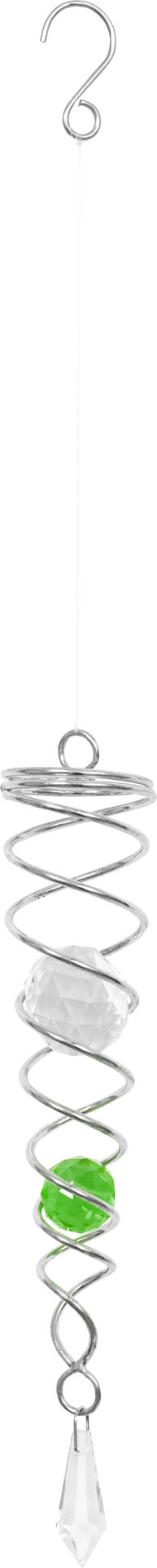 METAL HANGING WIND SPINNER ACCESSORY: CRYSTAL TWIST GREEN 24cm