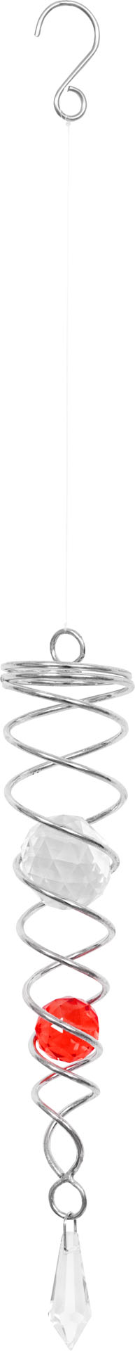 METAL HANGING WIND SPINNER ACCESSORY: CRYSTAL TWIST RED 24cm