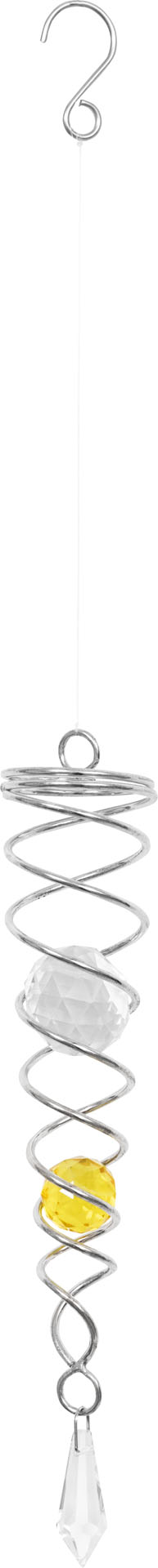 METAL HANGING WIND SPINNER ACCESSORY: CRYSTAL TWIST YELLOW 24cm
